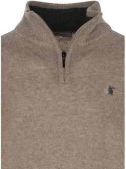 Pull épais en laine beige chiné à coupe droite et col camionneur