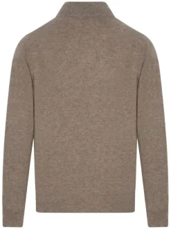 Pull épais en laine beige chiné à coupe droite et col camionneur