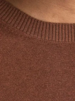 Pull RAY brique en coton biologique unie coupe droite col rond