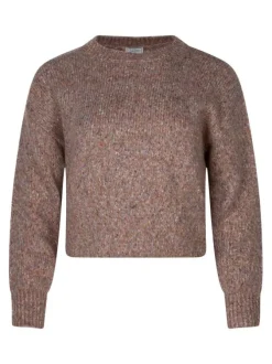 Pull rose en maille tricotée coupe ajustée avec des manches longues