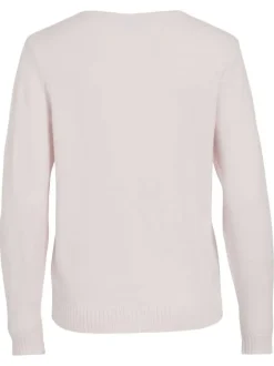 Pull rose uni avec une coupe droite et des manches longues