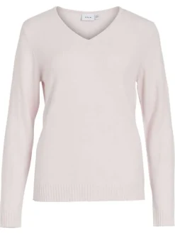 Pull rose uni avec une coupe droite et des manches longues