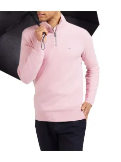 Pull rose uni droit à col camionneur et à manches longues avec logo brodé