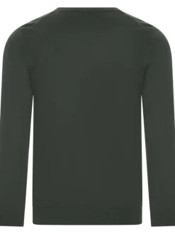 Pull sapin uni avec une coupe droite et un col rond en bord côte