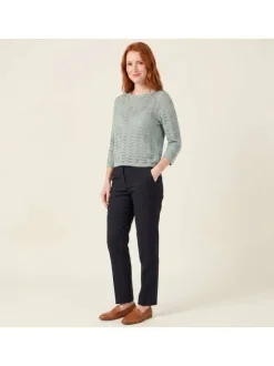 Pull turquoise uni pourvu d'une coupe droite et de manches longues