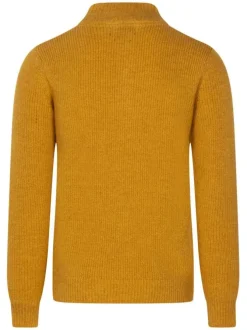 Pull uni moutarde à coupe droite avec un col montant et zippé et des manches longues