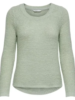 Pull vert d'eau uni coupe droite col rond et à manches longues