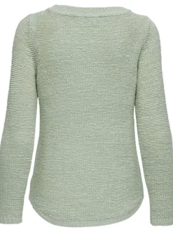 Pull vert d'eau uni coupe droite col rond et à manches longues
