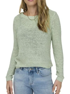 Pull vert d'eau uni coupe droite col rond et à manches longues