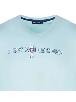 Pyjama bleu à motifs en coton