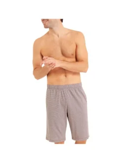 Pyjama court en coton biologique marron rayé avec coupe droite et col rond