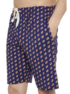 Pyjama court en coton bleu avec une coupe droite et un col rond