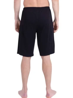 Pyjama court en coton bleu uni pourvu d'une coupe droite et d'un col rond