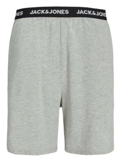 Pyjama Court en coton gris uni avec un col rond et une coupe fermée