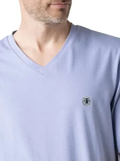 Pyjama court en coton marine à motifs pourvu du logo imprimé