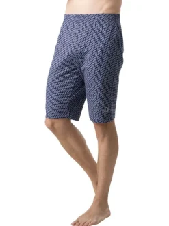 Pyjama court en coton marine à motifs pourvu du logo imprimé