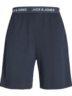 Pyjama court en coton mélangé blanc et bleu avec une coupe droite