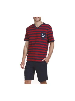 Pyjama court marine en coton