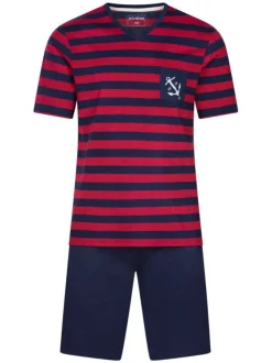 Pyjama court marine en coton