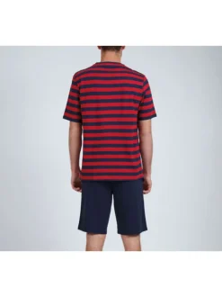Pyjama court marine en coton