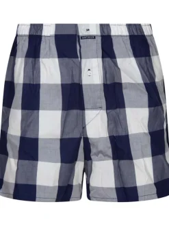 Pyjama court marine en coton fantaisie coupe fermée avec un col rond et un floquage poitrine