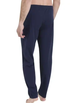 Pyjama en coton bleu uni pourvu d'un col v et de manches longues