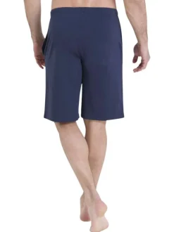 Pyjama en coton marine et bleu clair pourvu d'un col rond et de manches courtes
