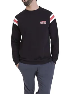 Pyjama en coton noir et gris pourvu d'un col rond et de manches longues