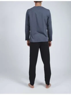 Pyjama long anthracite en coton