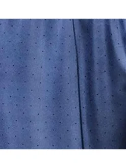 Pyjama long bleu à pois coupe droite fluide à col cranté et taille élastiquée