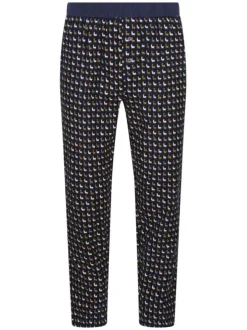 Pyjama long en coton avec T-shirt uni et pantalon imprimé de lama bicolore