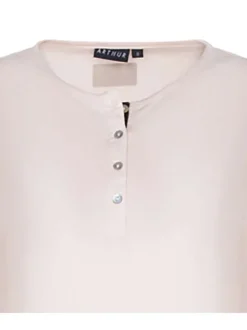 Pyjama long en coton avec un pantalon gris à pois et un haut rose uni