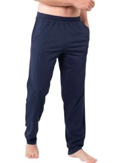 Pyjama long en coton bicolore avec une coupe droite et un col tunisien