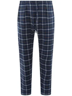 Pyjama long en coton gris et à carreaux avec une coupe droite et un col tunisien