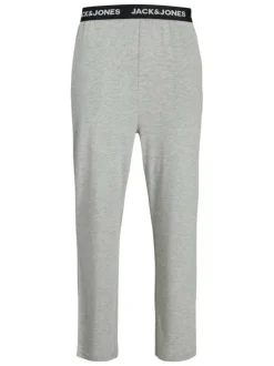 Pyjama Long en coton gris uni avec un col rond et une coupe fermée