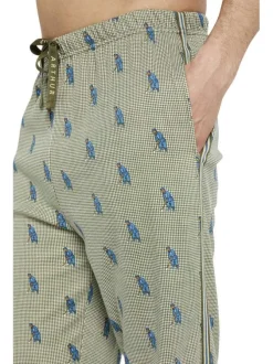 Pyjama long en coton kaki avec une coupe droite et un col V