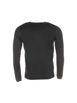 Pyjama long en coton marine à rayures pourvu d'une coupe droite et d'un col v