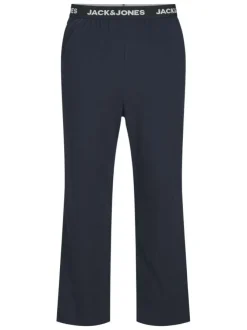 Pyjama Long en coton marine uni avec une coupe fermée avec un col rond
