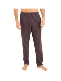 Pyjama long en coton mélangé anthracite uni avec coupe droite et col montant