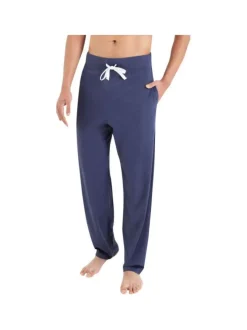 Pyjama long en coton prune rayé avec une coupe droite et un col tunisien