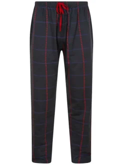 Pyjama long en coton rouge uni avec une coupe droite et un col rond