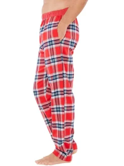 Pyjama Long en coton rouge vichy coupe régular avec un col rond et une ceinture rouge