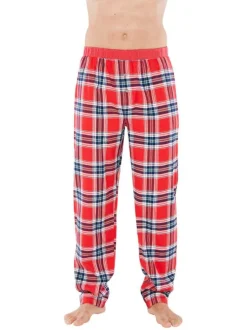 Pyjama Long en coton rouge vichy coupe régular avec un col rond et une ceinture rouge