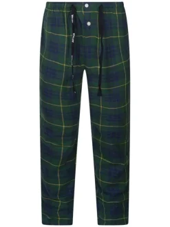 Pyjama long en coton sapin à tartan avec une coupe droite et un col français