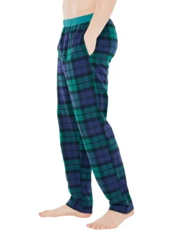 Pyjama Long en coton vert vichy coupe régular avec un col rond et un flocage voiture et sapin