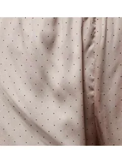 Pyjama long rose pâle à pois à col cranté taille élastiquée et coupe droite fluide