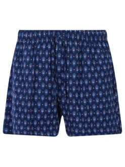 Pyjama marine en coton all-over coupe régular avec un col cubain