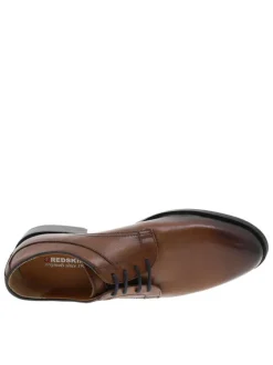 Richelieu en cuir cognac à semelle plate avec une fermeture à lacets