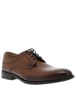 Richelieu en cuir cognac à semelle plate avec une fermeture à lacets