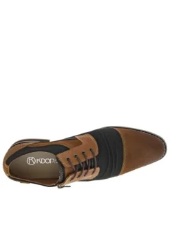 Richelieu en cuir marrons et noirs à bout droit et à talon décroché bas